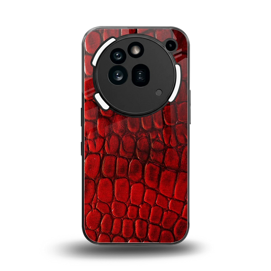 Croco Red back phone cover | glass case for nothing phone 3a pro