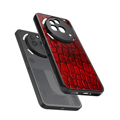 Croco Red sleek nothing phone 3a pro cover with tempered glass back and TPU edges