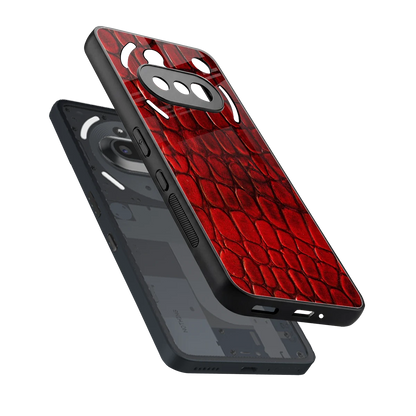 Croco Red sleek nothing phone 3a cover with tempered glass back and TPU edges