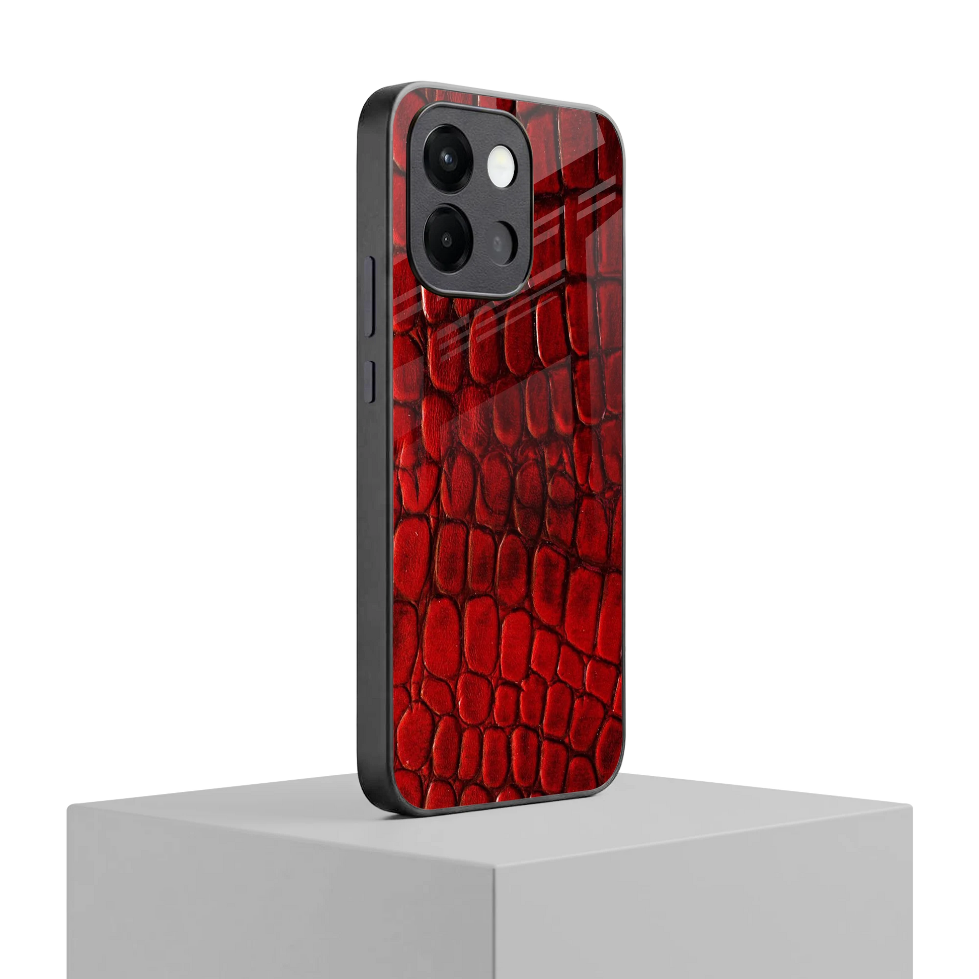 Croco Red oneplus 13s mobile cover | shockproof glass phone case