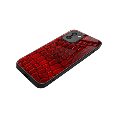 Croco Red stylish phone case for oneplus 15r | glossy glass and slim fit