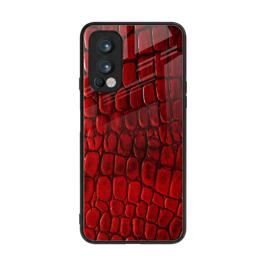 Croco Red back phone cover | glass case for oneplus nord 2