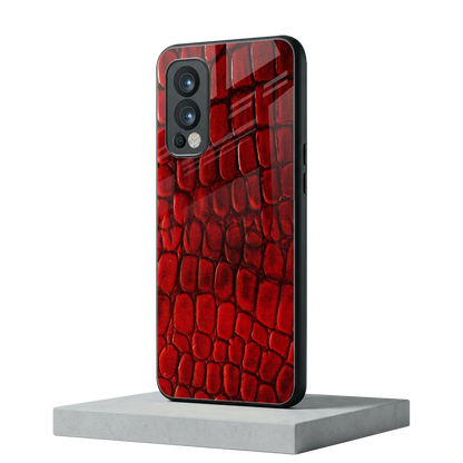 Croco Red oneplus nord 2 mobile cover | shockproof glass phone case