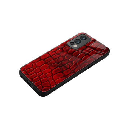Croco Red stylish phone case for oneplus nord 2 | glossy glass and slim fit