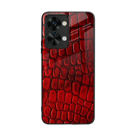 Croco Red back phone cover | glass case for oneplus nord 2t
