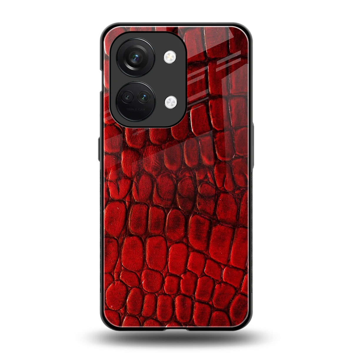 Croco Red back phone cover | glass case for oneplus nord 3
