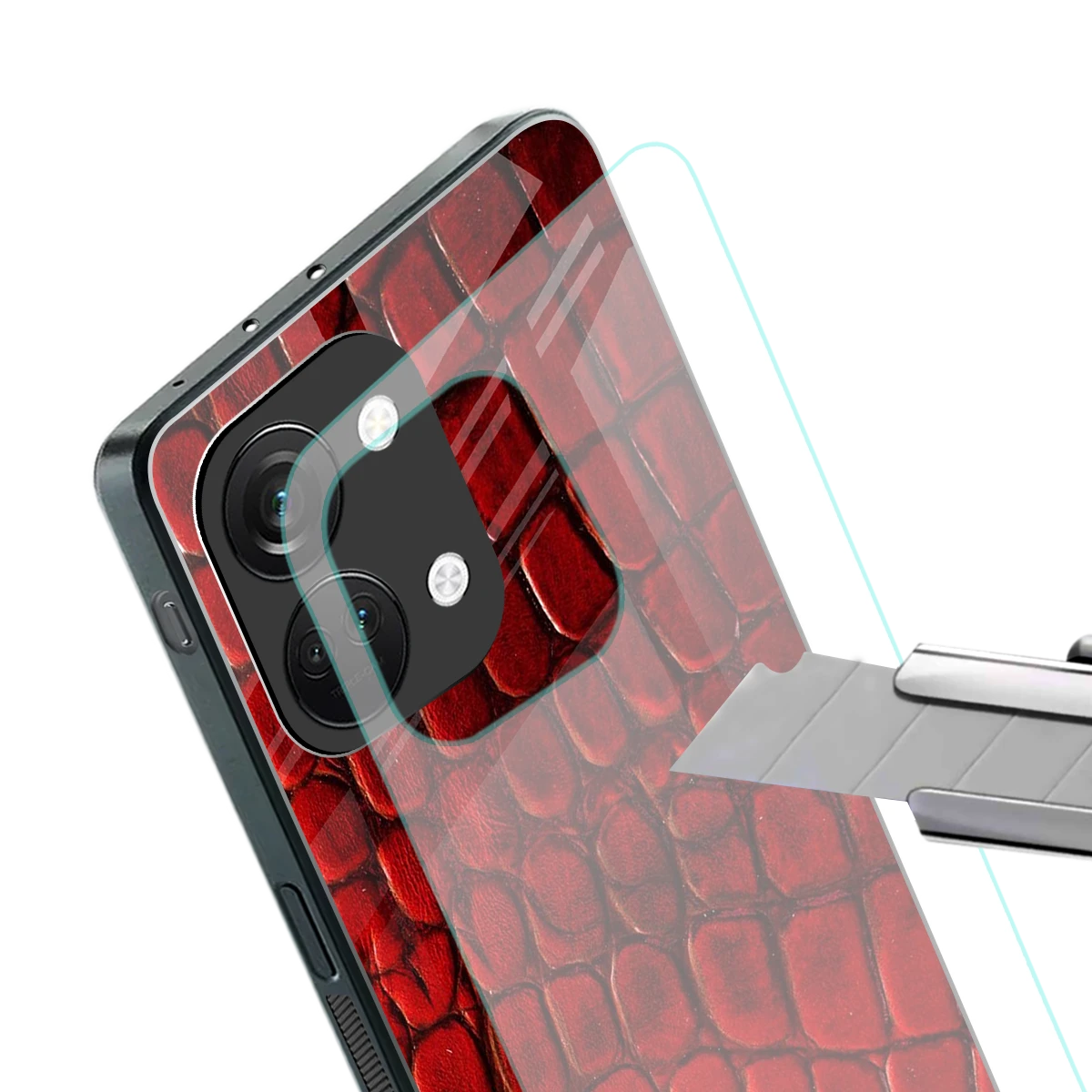 Croco Red stylish phone case for oneplus nord 3 | glossy glass and slim fit