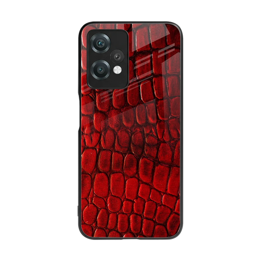 Croco Red back phone cover | glass case for oneplus nord ce 2 lite