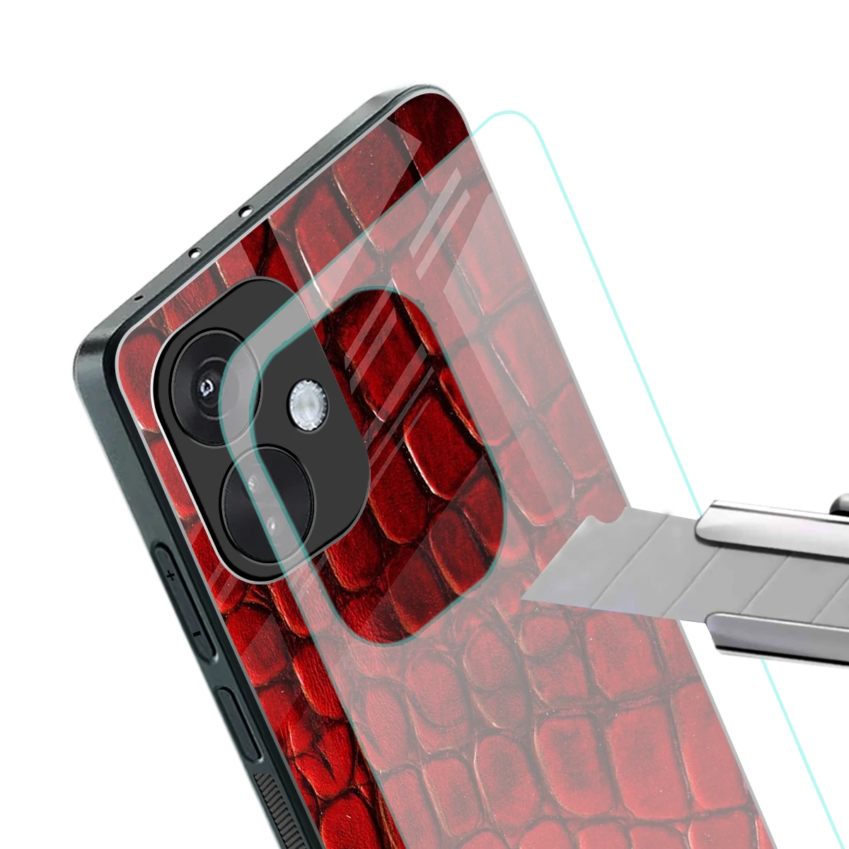 Croco Red stylish phone case for oneplus nord ce 3 | glossy glass and slim fit