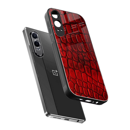 Croco Red sleek oneplus nord ce 4 lite cover with tempered glass back and TPU edges