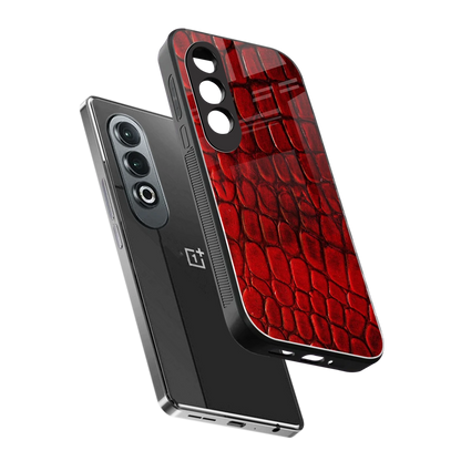 Croco Red sleek oneplus nord ce 4 cover with tempered glass back and TPU edges