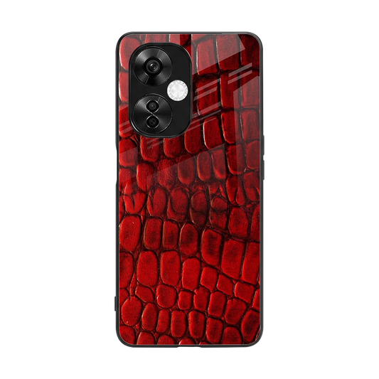 Croco Red back phone cover | glass case for oneplus nord ce 3 lite