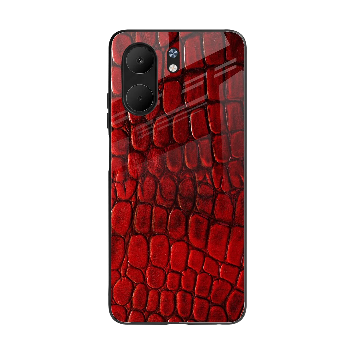 Croco Red back phone cover | glass case for oppo a5x 5g