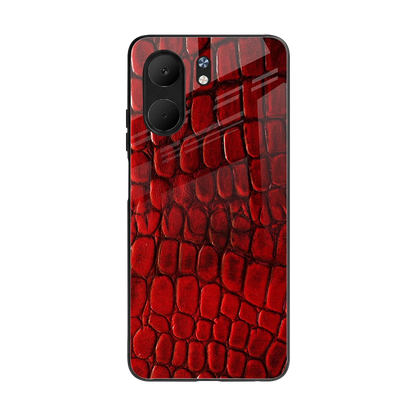Croco Red back phone cover | glass case for oppo a5x 5g