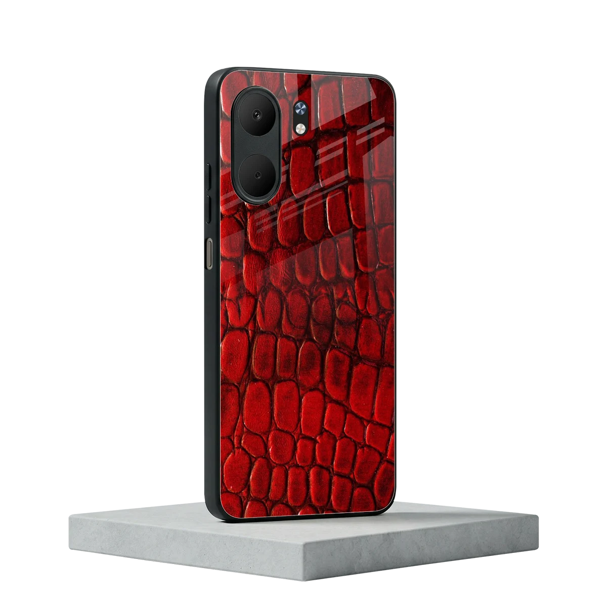 Croco Red oppo a5x 5g mobile cover | shockproof glass phone case