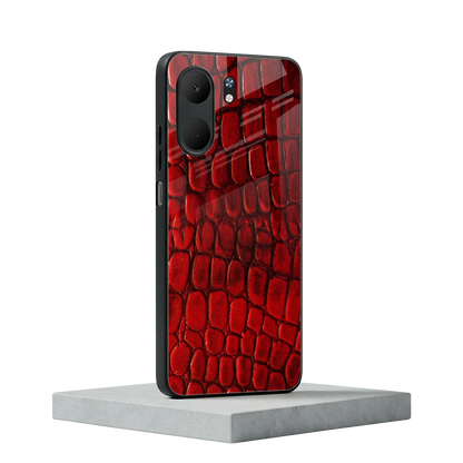 Croco Red oppo a5x 5g mobile cover | shockproof glass phone case