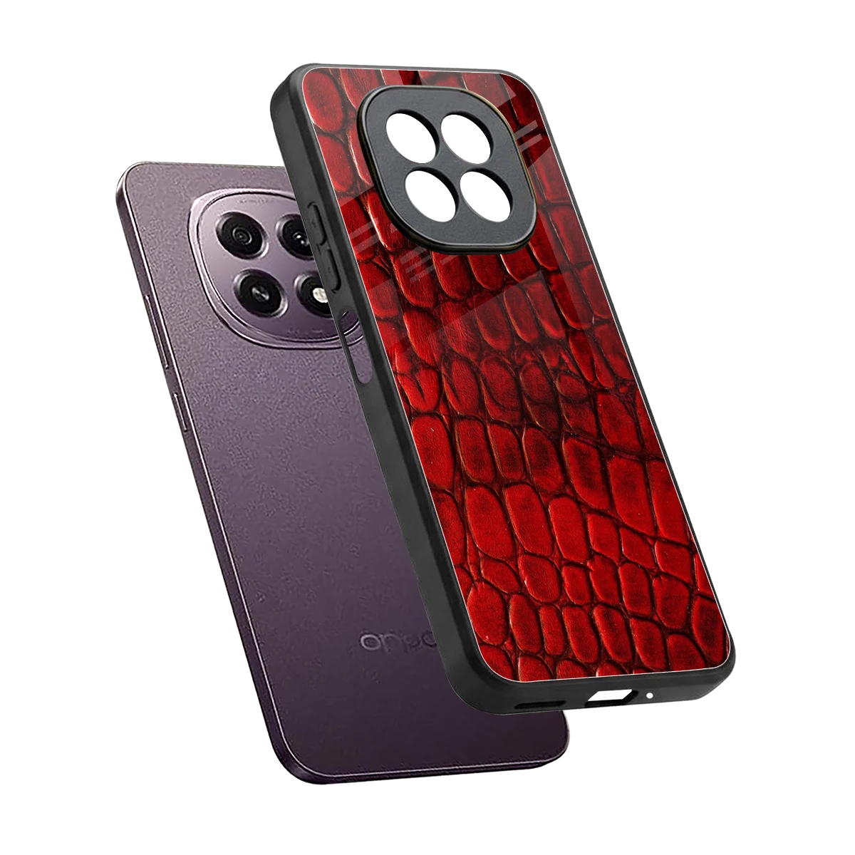 Croco Red sleek oppo f29 5g cover with tempered glass back and TPU edges