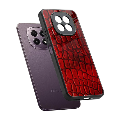 Croco Red sleek oppo f29 5g cover with tempered glass back and TPU edges