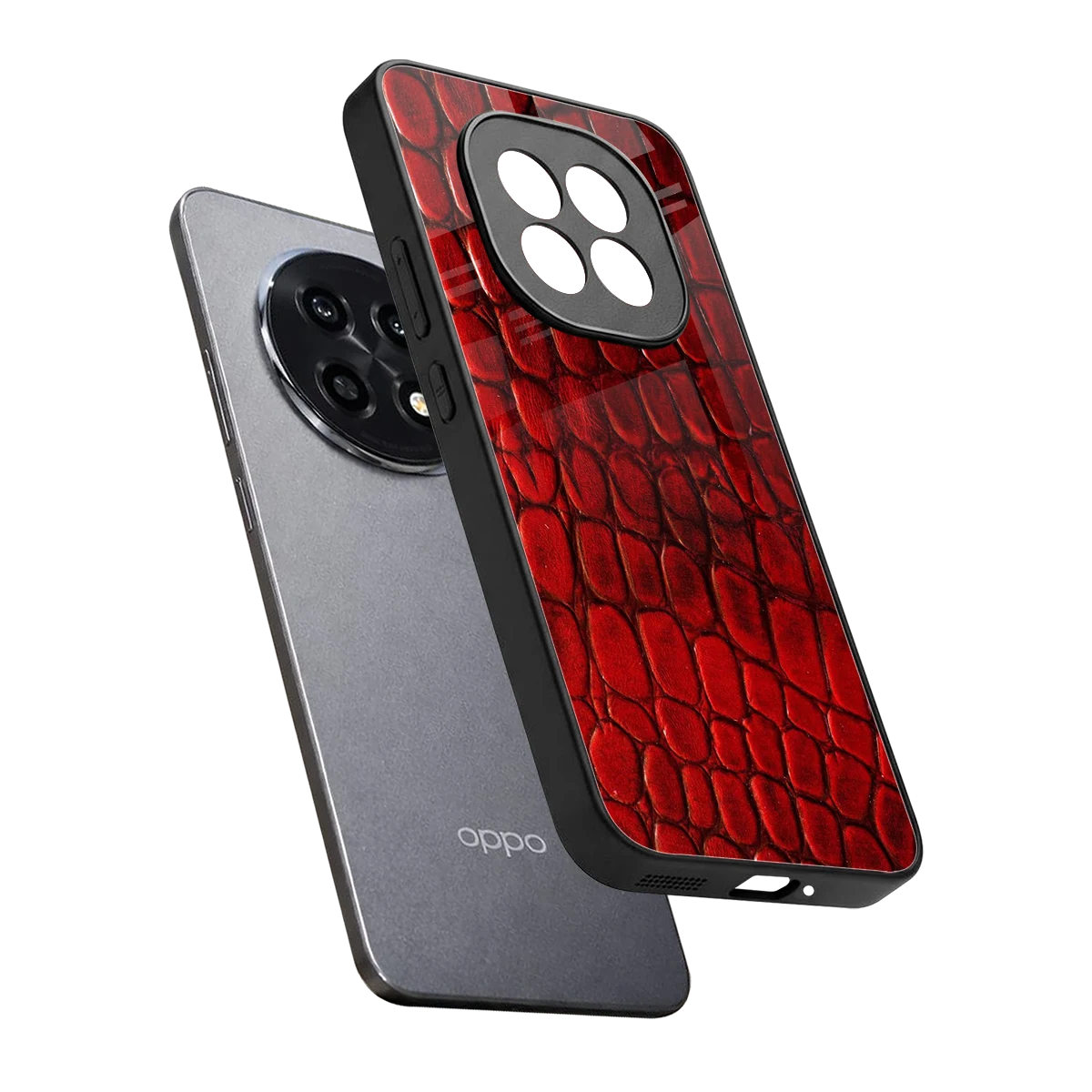 Croco Red sleek oppo f29 pro 5g cover with tempered glass back and TPU edges