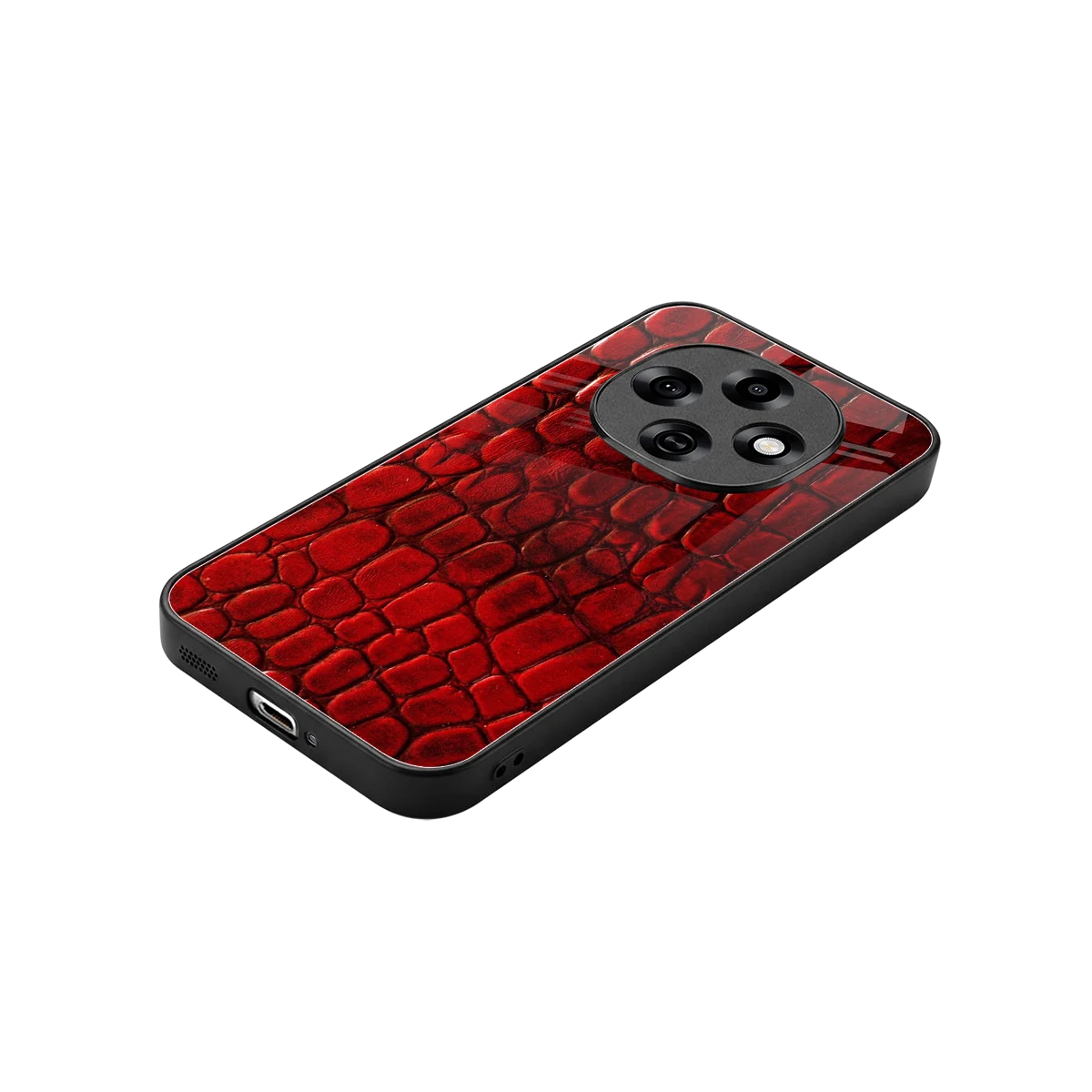 Croco Red stylish phone case for oppo f31 pro 5g | glossy glass and slim fit