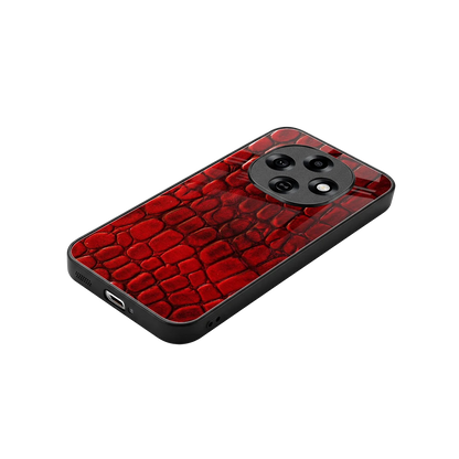 Croco Red stylish phone case for oppo f31 pro 5g | glossy glass and slim fit