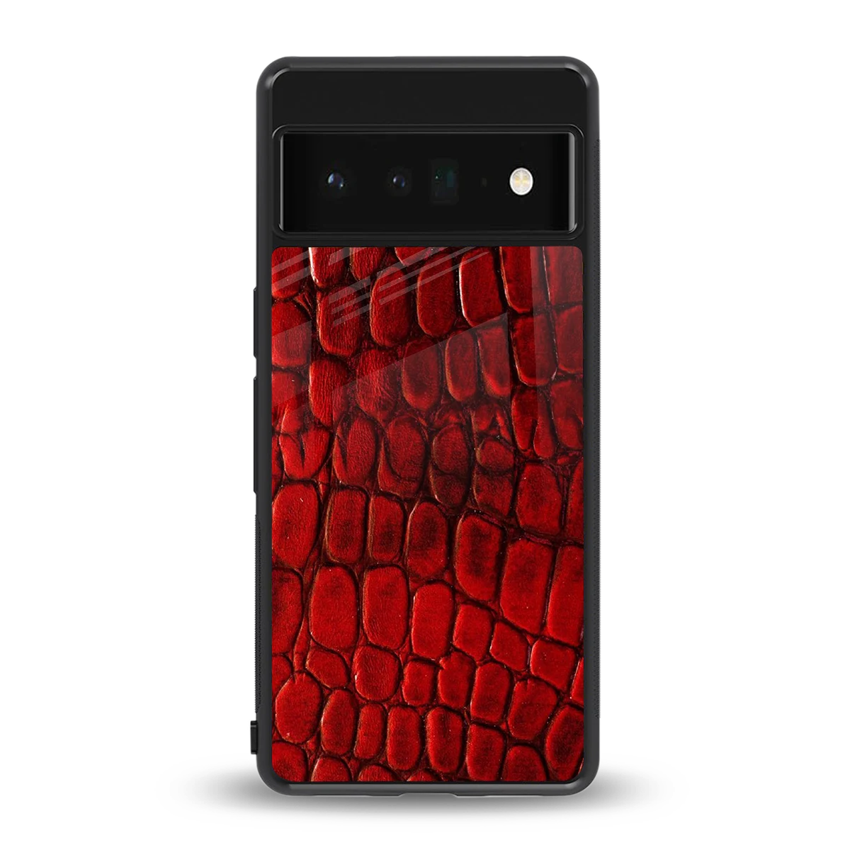Croco Red back phone cover | glass case for google pixel 6 pro