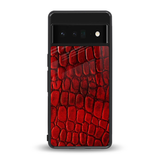 Croco Red back phone cover | glass case for google pixel 6 pro