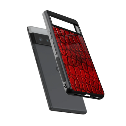 Croco Red sleek google pixel 6 pro cover with tempered glass back and TPU edges