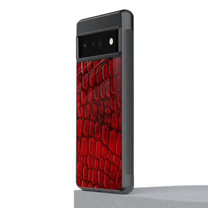Croco Red stylish phone case for google pixel 6 pro | glossy glass and slim fit