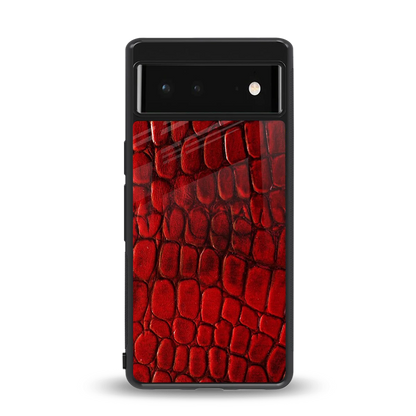 Croco Red back phone cover | glass case for google pixel 6