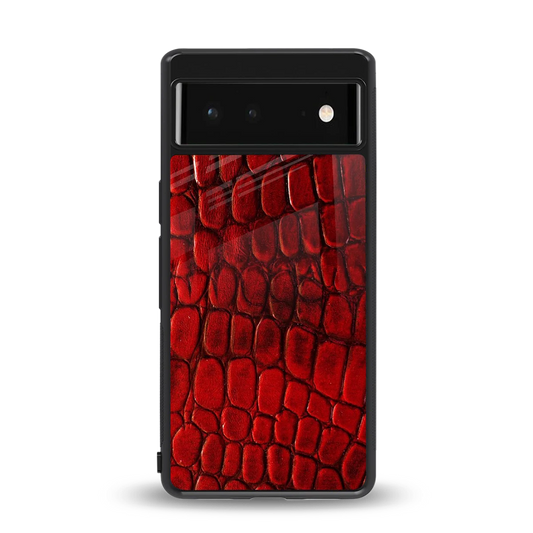 Croco Red back phone cover | glass case for google pixel 6