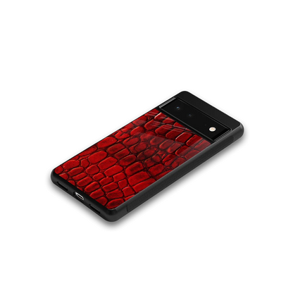 Croco Red google pixel 6a mobile cover | shockproof glass phone case