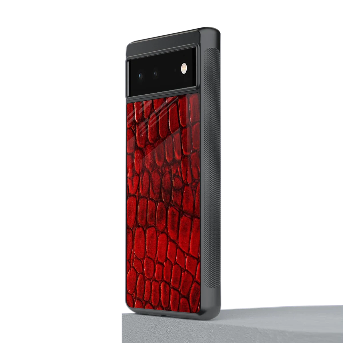 Croco Red stylish phone case for google pixel 6a | glossy glass and slim fit