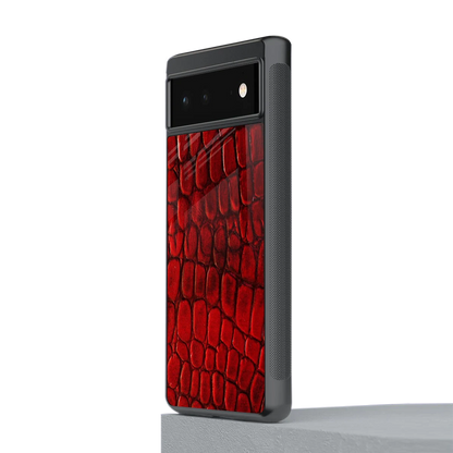 Croco Red stylish phone case for google pixel 6a | glossy glass and slim fit