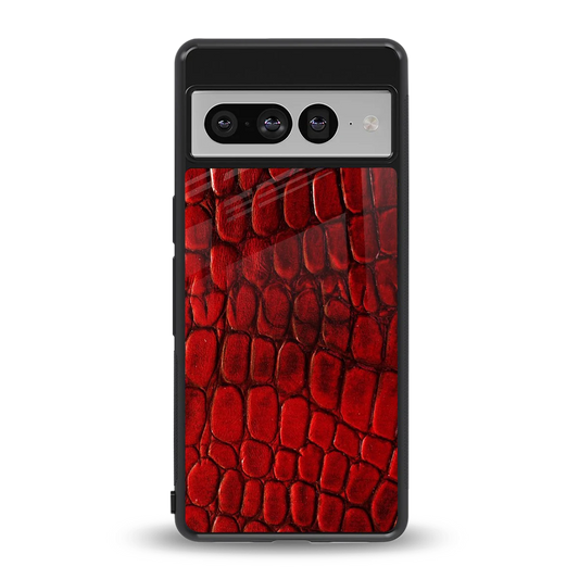 Croco Red back phone cover | glass case for google pixel 7 pro