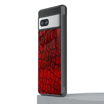 Croco Red stylish phone case for google pixel 7a | glossy glass and slim fit