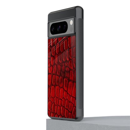 Croco Red stylish phone case for google pixel 8 pro | glossy glass and slim fit