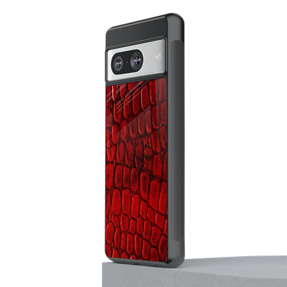 Croco Red stylish phone case for google pixel 8 | glossy glass and slim fit