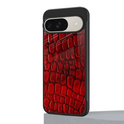 Croco Red google pixel 9 mobile cover | shockproof glass phone case