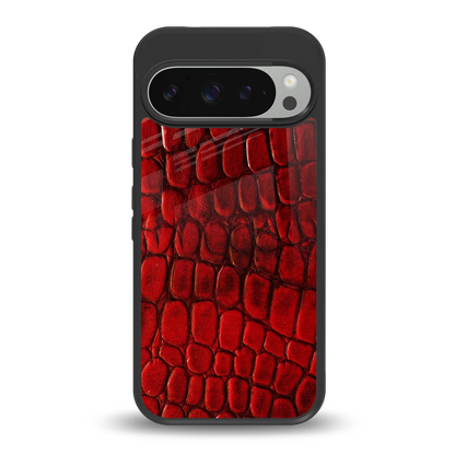 Croco Red back phone cover | glass case for google pixel 9 pro xl
