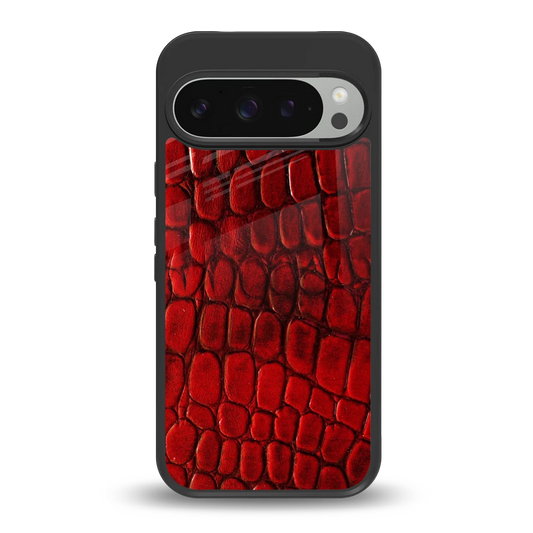 Croco Red back phone cover | glass case for google pixel 9 pro xl