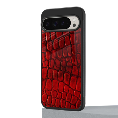 Croco Red google pixel 9 pro mobile cover | shockproof glass phone case