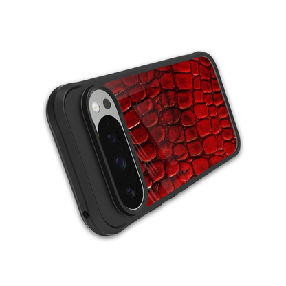 Croco Red stylish phone case for google pixel 9 pro xl | glossy glass and slim fit