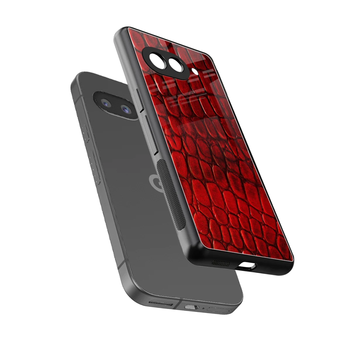 Croco Red sleek google pixel 10a cover with tempered glass back and TPU edges