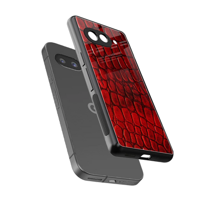 Croco Red sleek google pixel 10a cover with tempered glass back and TPU edges