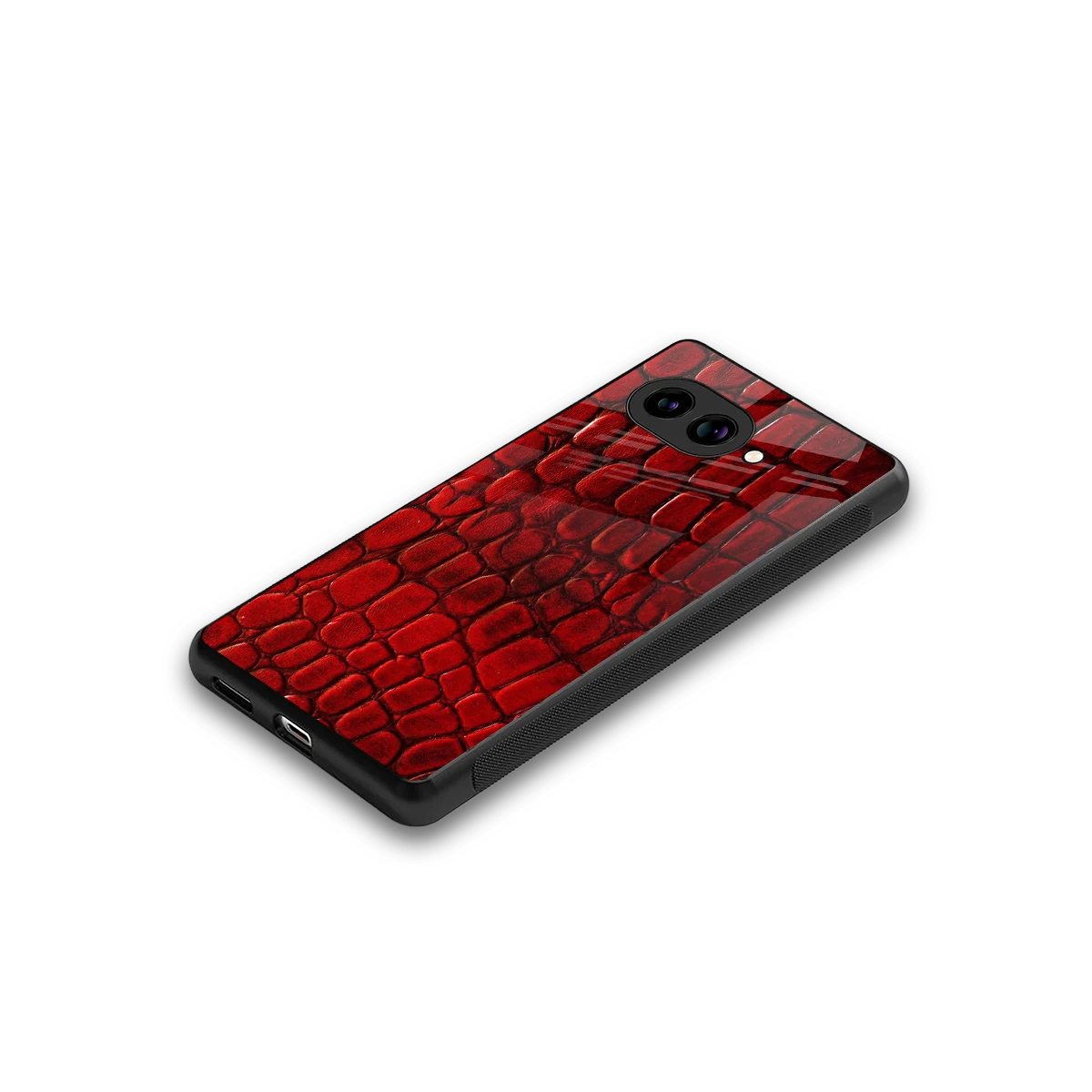Croco Red stylish phone case for google pixel 10a | glossy glass and slim fit
