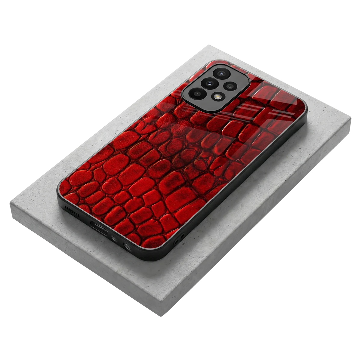 Croco Red stylish phone case for samsung galaxy a23 | glossy glass and slim fit
