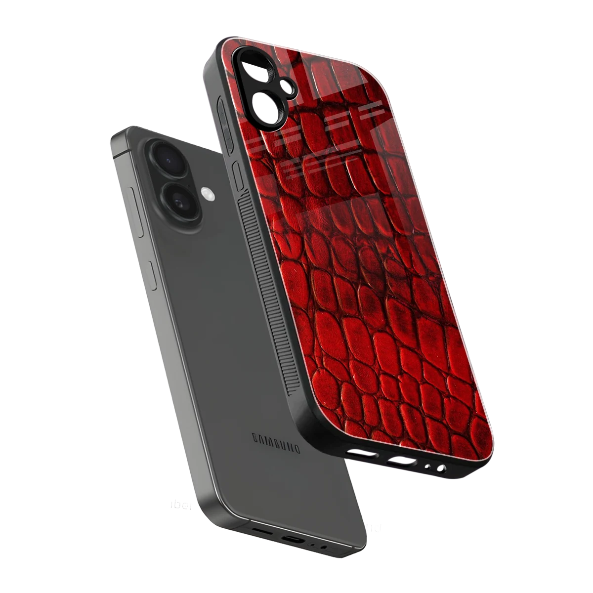 Croco Red sleek samsung galaxy a06 5g cover with tempered glass back and TPU edges