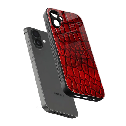 Croco Red sleek samsung galaxy a06 5g cover with tempered glass back and TPU edges