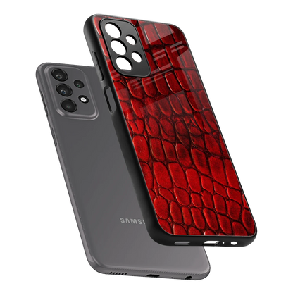 Croco Red sleek samsung galaxy a23 cover with tempered glass back and TPU edges